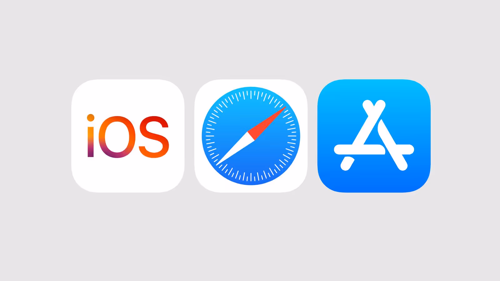 Ikony iOS, Safari i App Store obok siebie.
