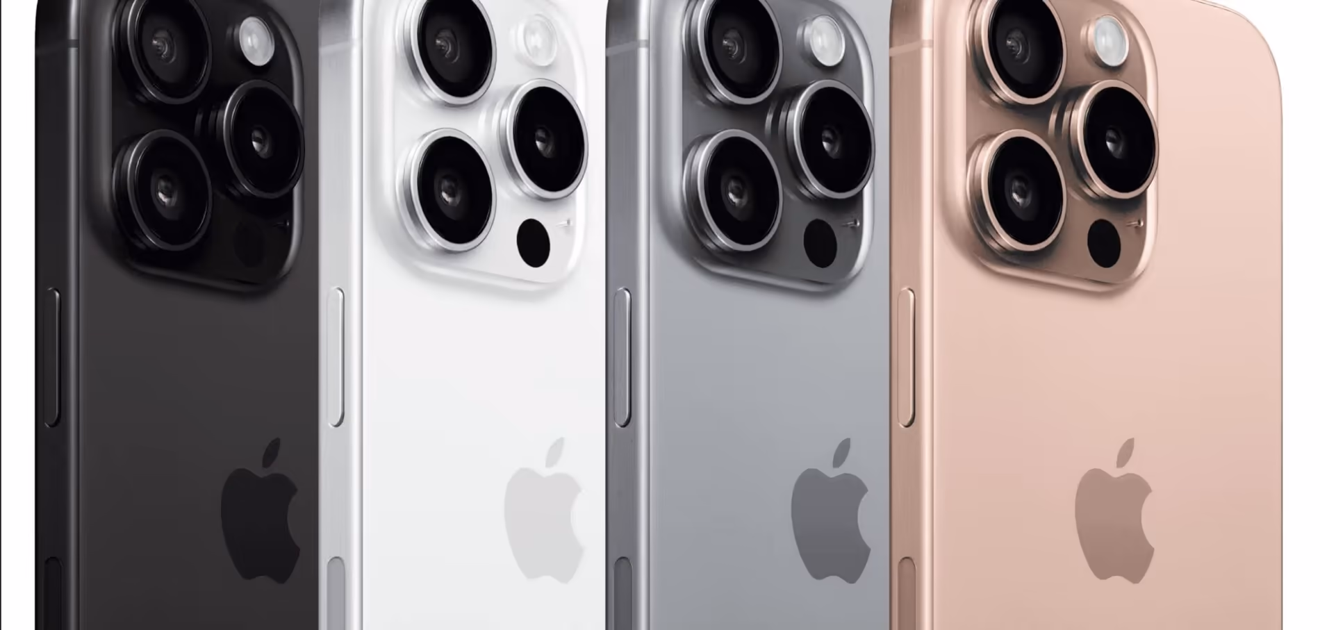 Wizualizacje tylnych obudów iPhone’a z trzema aparatami w czterech kolorach.
